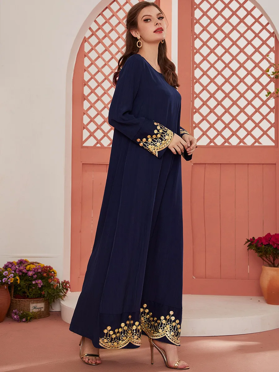 Autumn Morocco Muslim Dress Women Lace-up Abaya Kaftans Lace A-line Dresses Woman Dubai Turkey Islam Long Robe Femme Vestidos