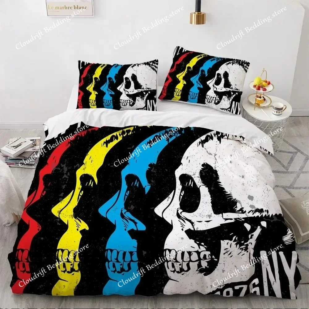 

3D Skull Bedding Sets fashion Quilt Cover Set Comforter Bed Polyester Pillowcase King Queen Full Double Home Texitle