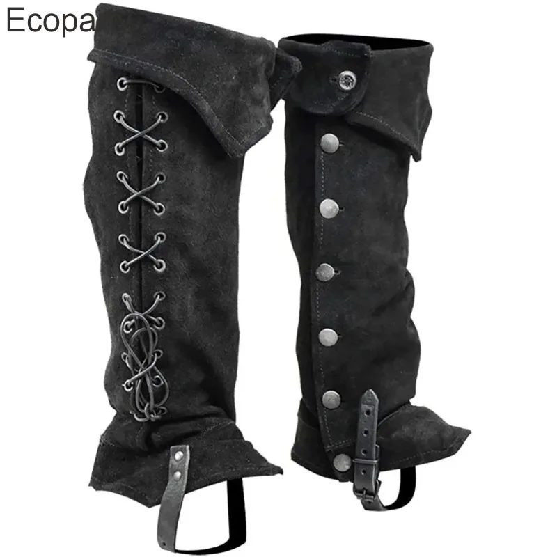 Medieval Gothic Punk Leg Armor Viking Warrior Knight Bandage Boots Case Men Women Cosplay Shoes Cover Retro Foot Guard