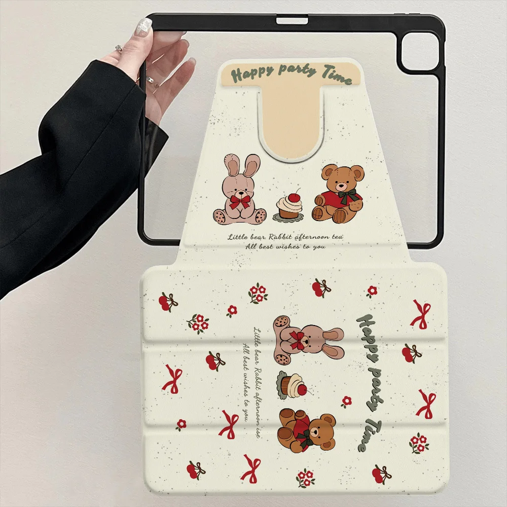 Protective Case for Apple iPad 7 8 9 10.2 inches Air1 Air2 Mini 6 Mini 7 Cherry Bow Elements Bear Rabbit Party Retro Style Shell
