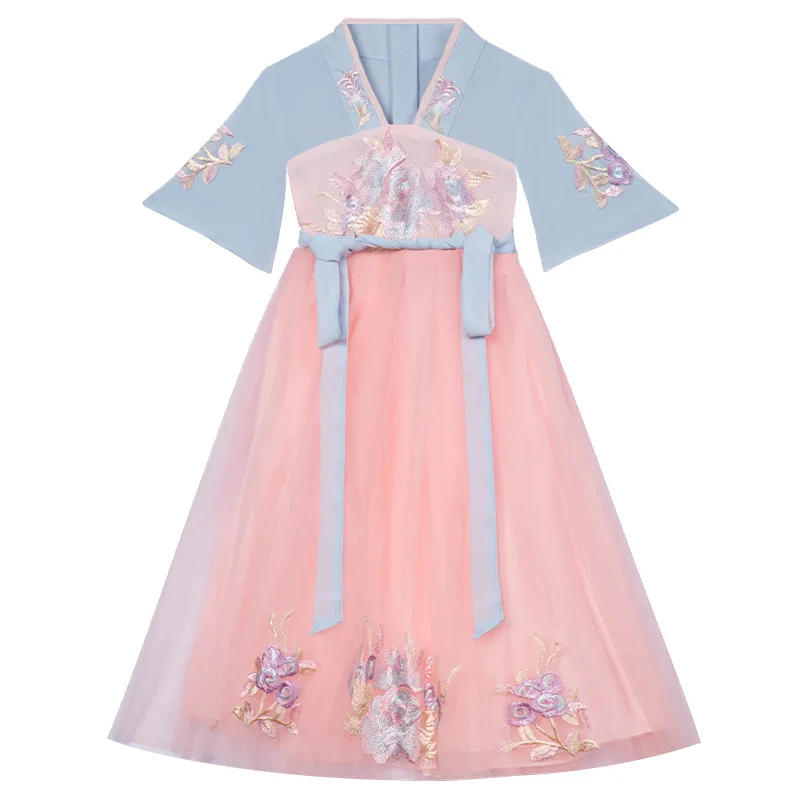 3-12t Japanese And Korean Children\'s Hanfu Dress Spring And Autumn Girls Princess Dress Tang Dress Gauze Skirt Children\'s Dress