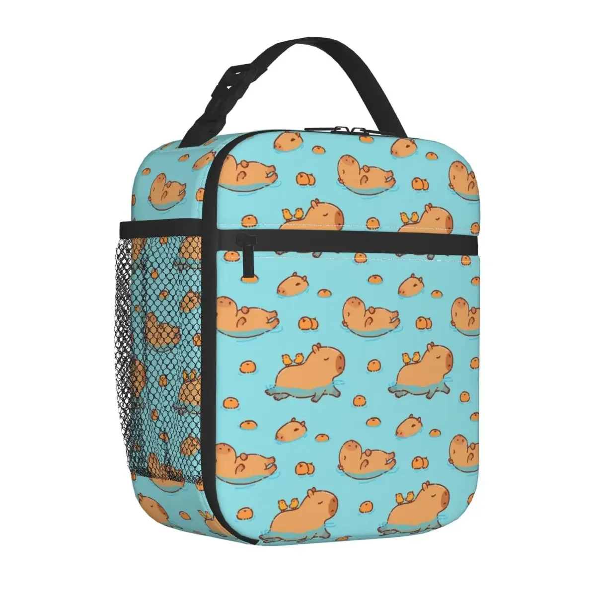 Capybara Swimming Oranges Insulated Lunch Bag Animal Lunch Container Cooler Bag Tote Lunch Box Beach Picnic Men Women