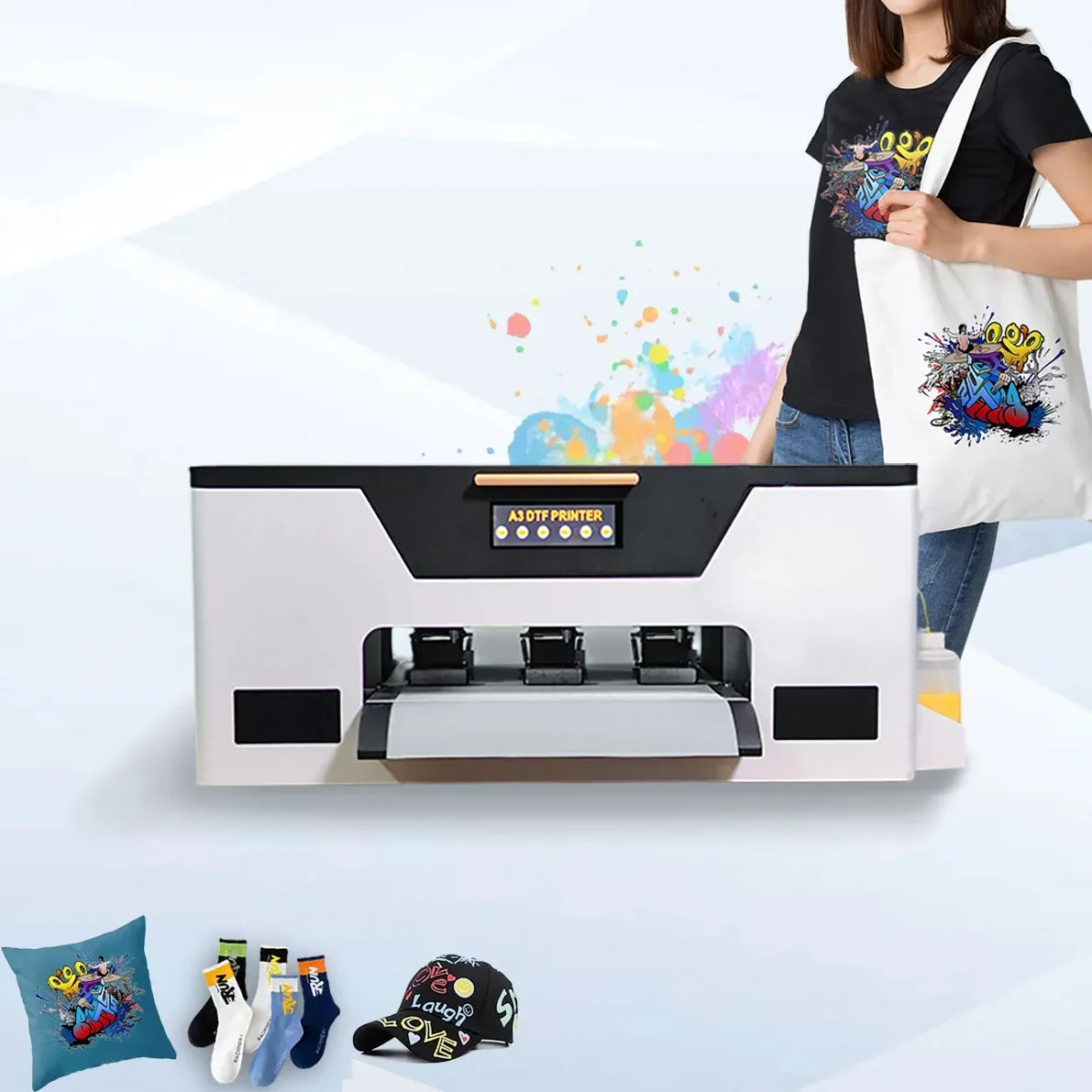 Small digital inkjet printer for t shirt shop roll transfer pet film direct to film DTF print machine for fabric cloth shop