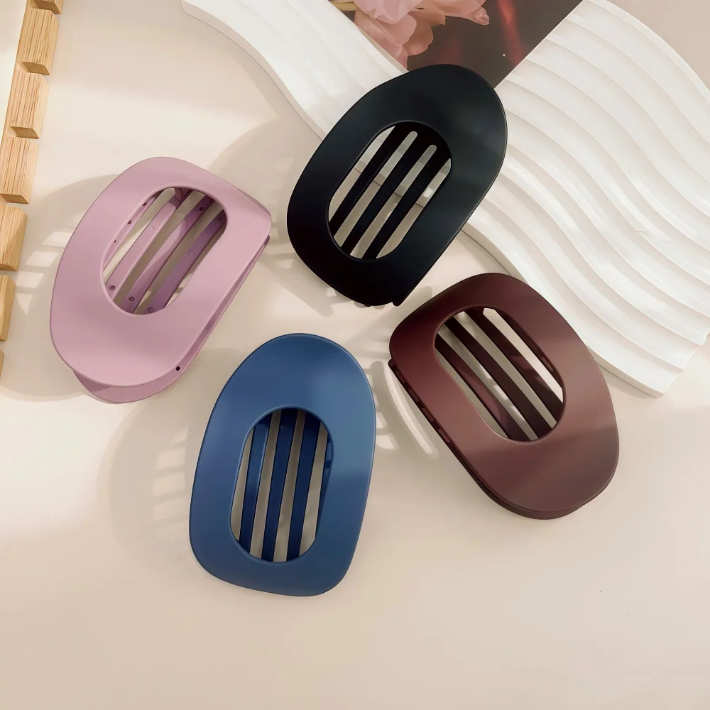 Mode Ovale Haarklauw Clip voor Vrouwen Nieuw Ontwerp Luipaard Matte Gebogen Platte Styling Haarspeldjes Acryl Liggen Haaraccessoires