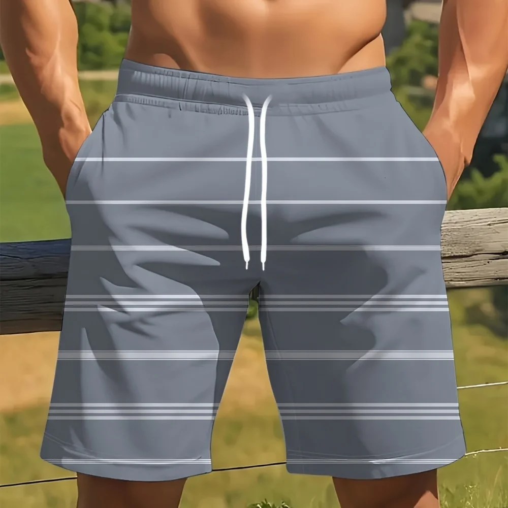 

Men's Striped Casual Shorts Summer Lightweight Drawstring Waist Beach Pants for Daily Home Outdoor Sports