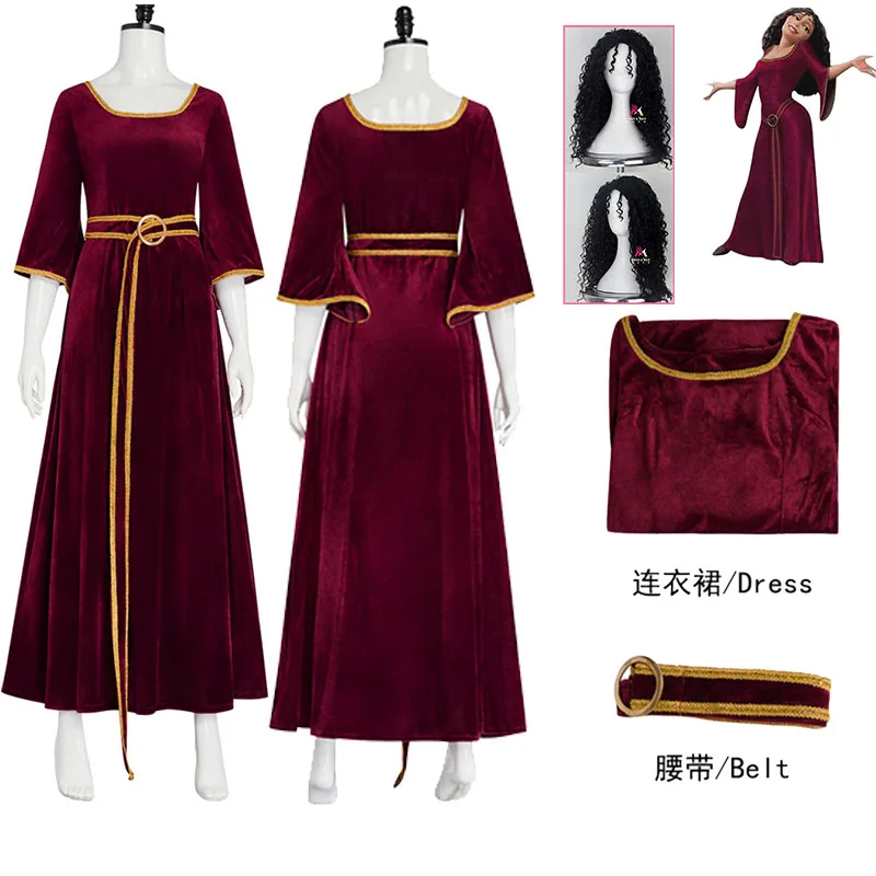 

WHH Anime Mother Gothel Cosplay Costume Princess Red Long Dress Lady Gothel For Hallowmas Party Adult Outfit Women