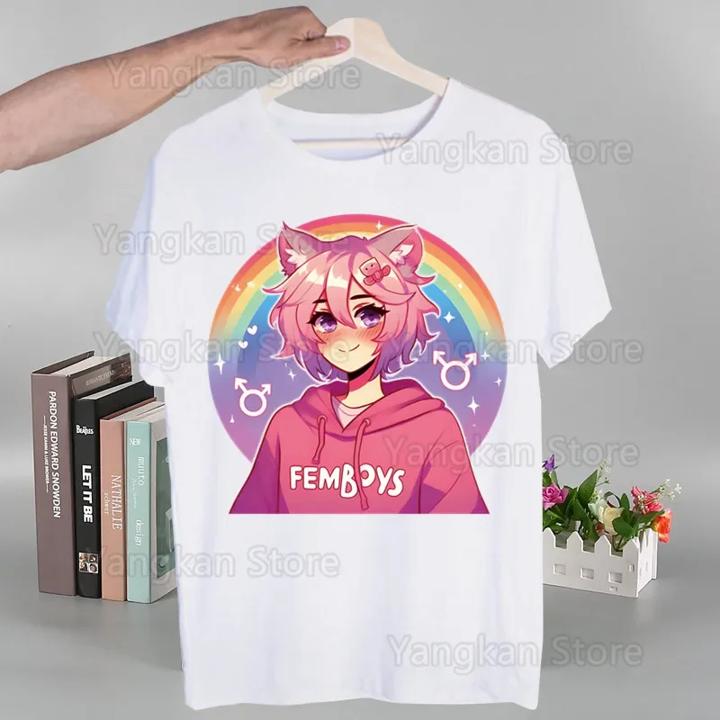 

Femboy Fairycore Gothic Fairy Grunge Tshirts Men Shirt Harajaku Mens Clothing Summer Streetwear Casual Loose Print Tee Short