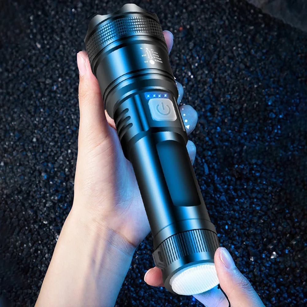 XHP50 High Power Flashlight Power Display Super Bright Flashlight 1200mAh Powerful Zoom Lamp Mobile Power Bank for Power Outages