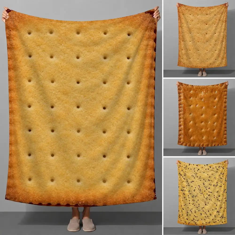 Funny Cracker Snack Party Food Cartoon Aesthetic Throw Soft Flannel Throw Blanket for Couch Bed Sofa Warm Cozy All Season