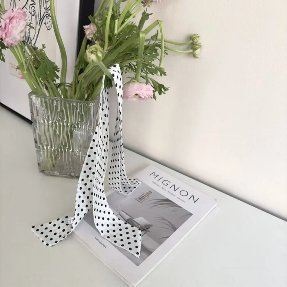 Luxury French Style Polka Dot Scarf Sweet Elegant Silk Scarf Hairband Bag Decoration Ribbon Hair Scarf Party