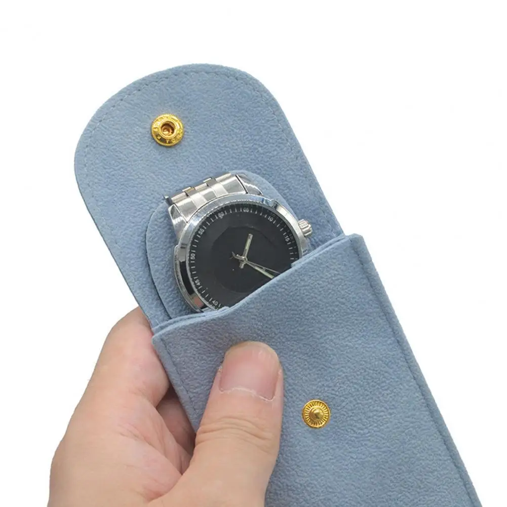 Anti-scratch Portable Short Velvet Shock-proof Velvet Watch Pouch Anti-wear Snap Watch Storage Bag Jewelry Pack for Daily Use
