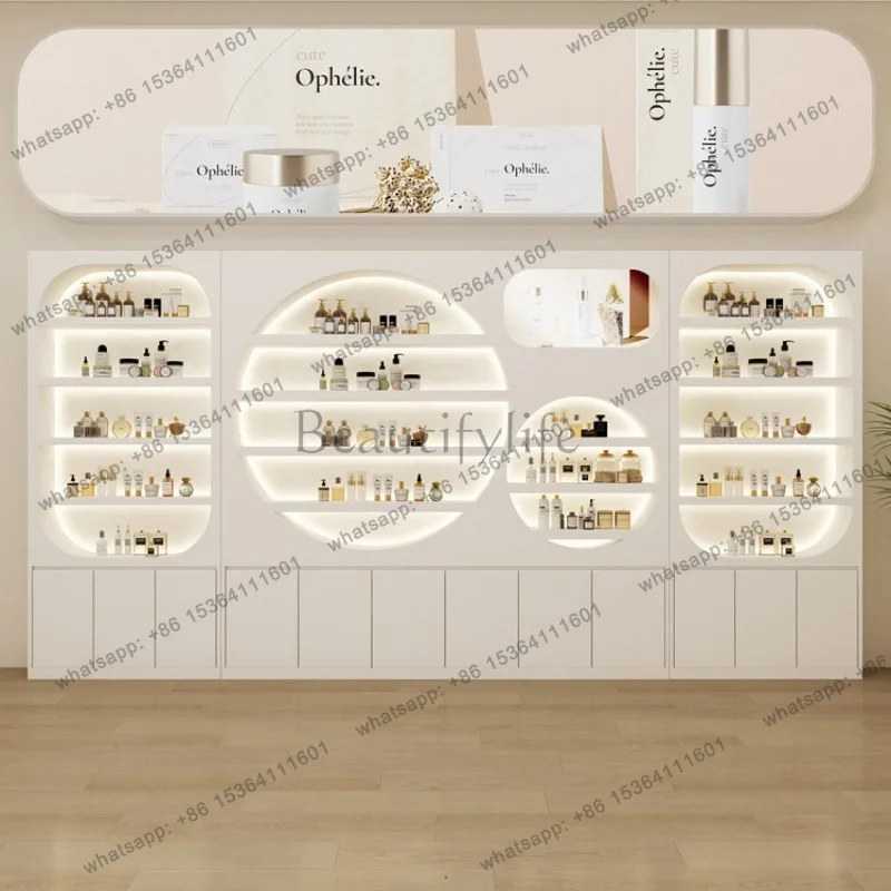 LJY Nordic High-end Nail Salon Display Cabinet Modern Supermarket Cosmetic Display Rack Beauty Salon Commercial Furniture