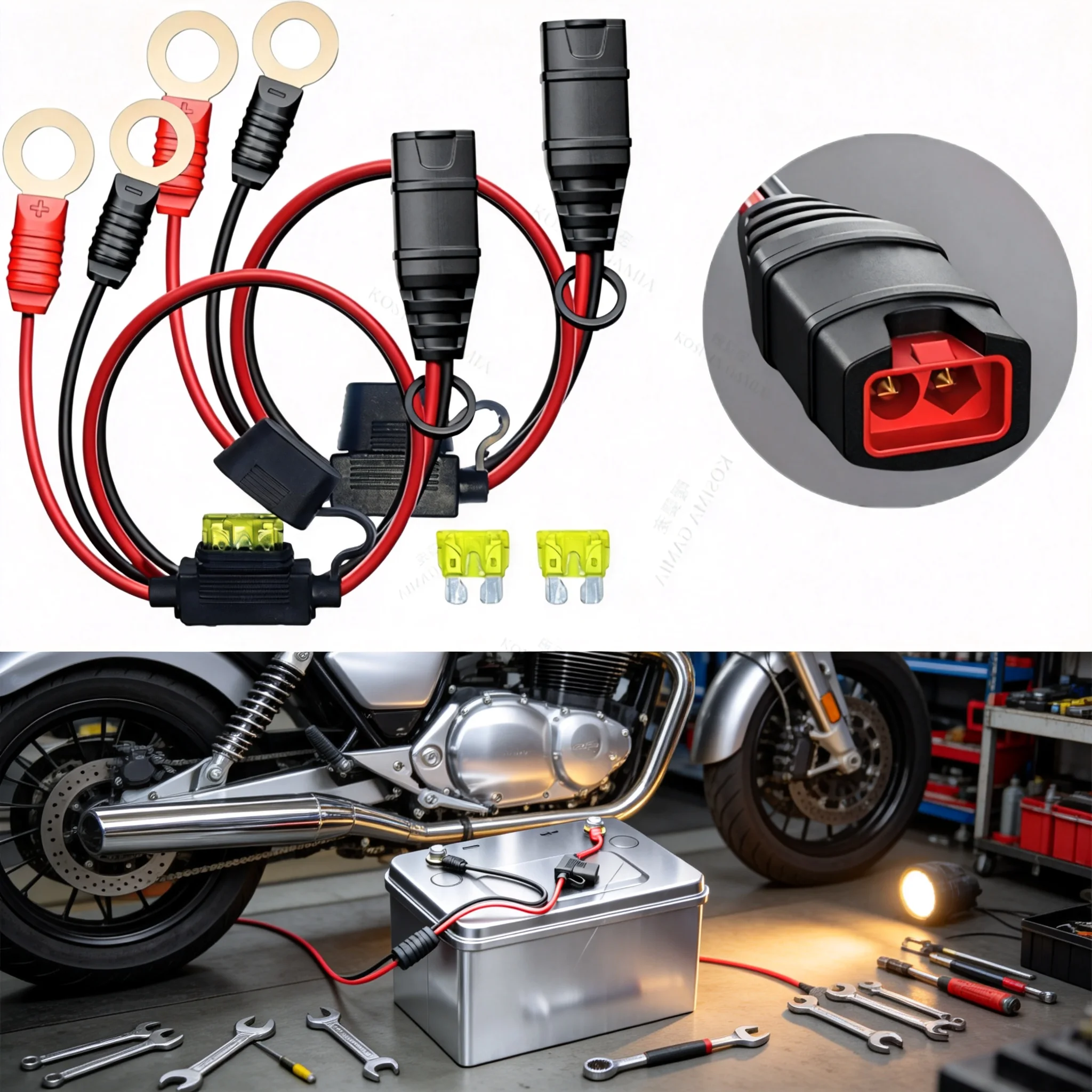 

1/2PCS Car Fast Charging Connector Cable M10/M6 Silicone Cable Plug Compatible With NOCO GC008X Connect Cable Anti-Abrasion