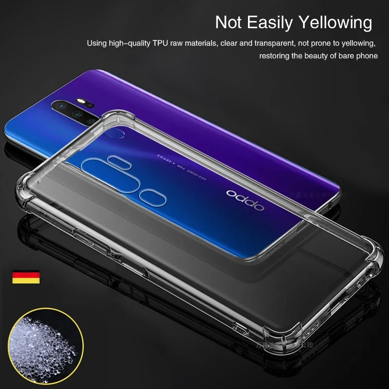 Clear Silicone Phone Case for OPPO A11 A11X A5 A9 2020 Luxury Airbag Soft Transparent Anti Knock Simplicity Original Back Covers