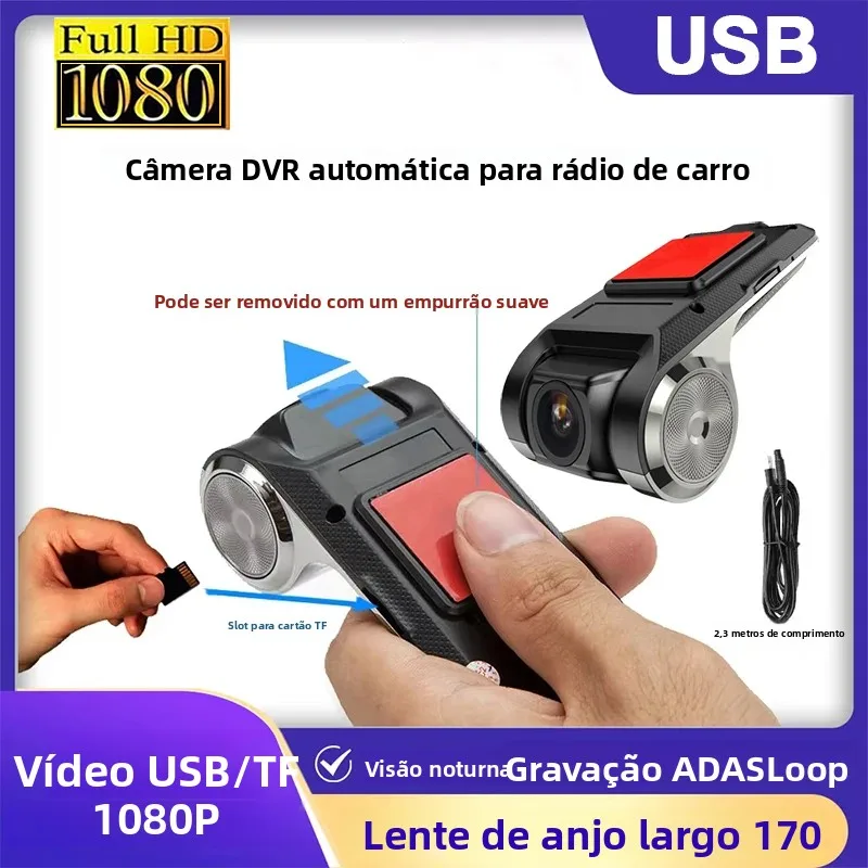 Usb hd 1080p carro traço cam 170 graus grande angular câmera do carro gravador frontal adas dashcam android dvr gravador automático versão noturna
