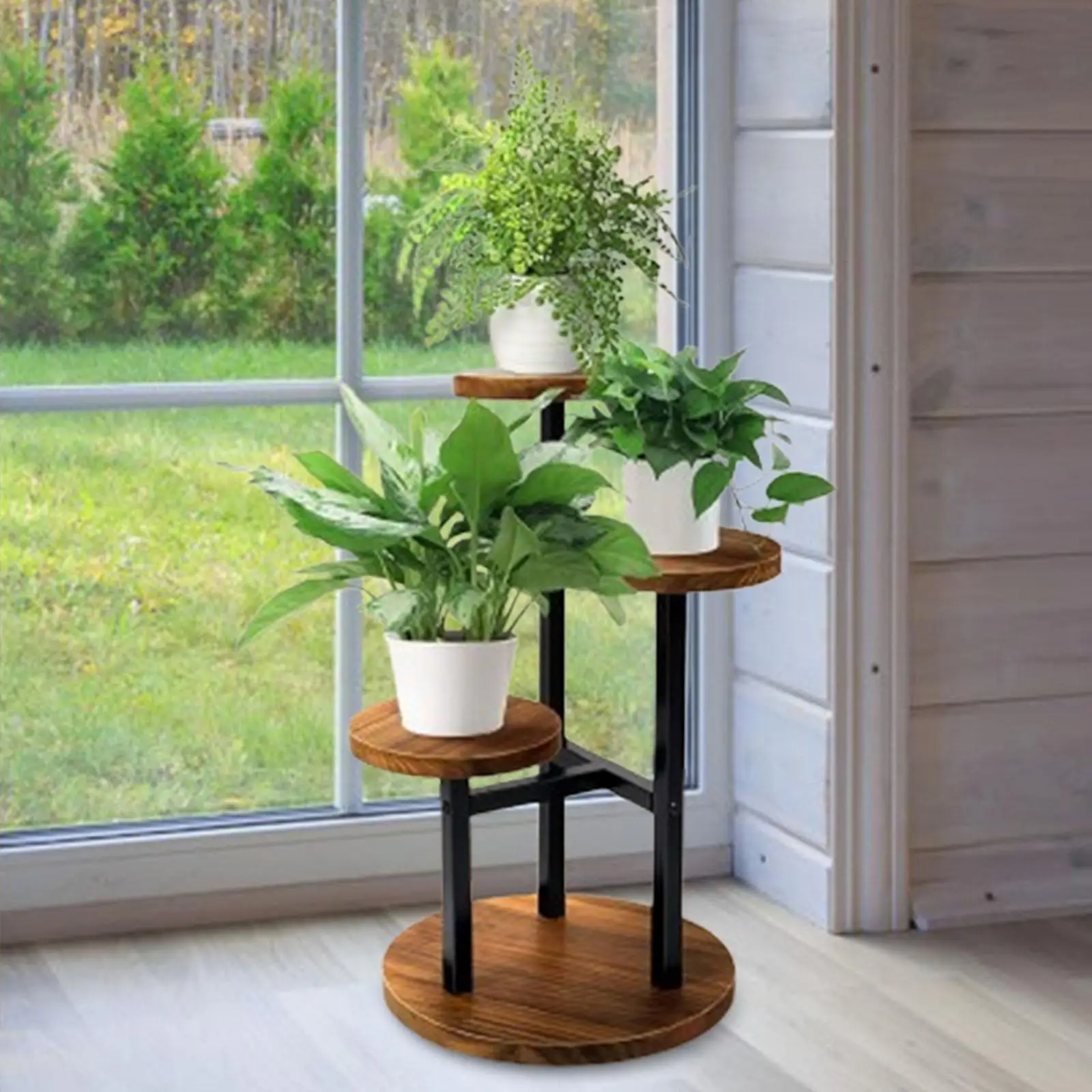 3 Tiers Plant Stand Flower Pot Shelf Floor Standing Rack Indoor Portable Decorative Simple Display Rack for Dorm Drawing Room