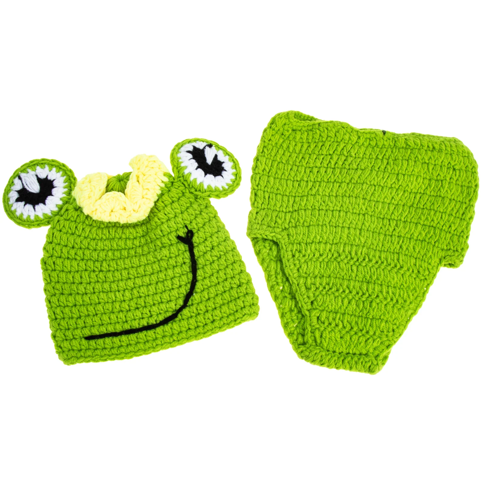 1 Juego de traje de rana pequeña, disfraz de bebé recién nacido para accesorios de fotografía, ropa con diseño de punto de lana, trajes para sesión de fotos, fiesta navideña