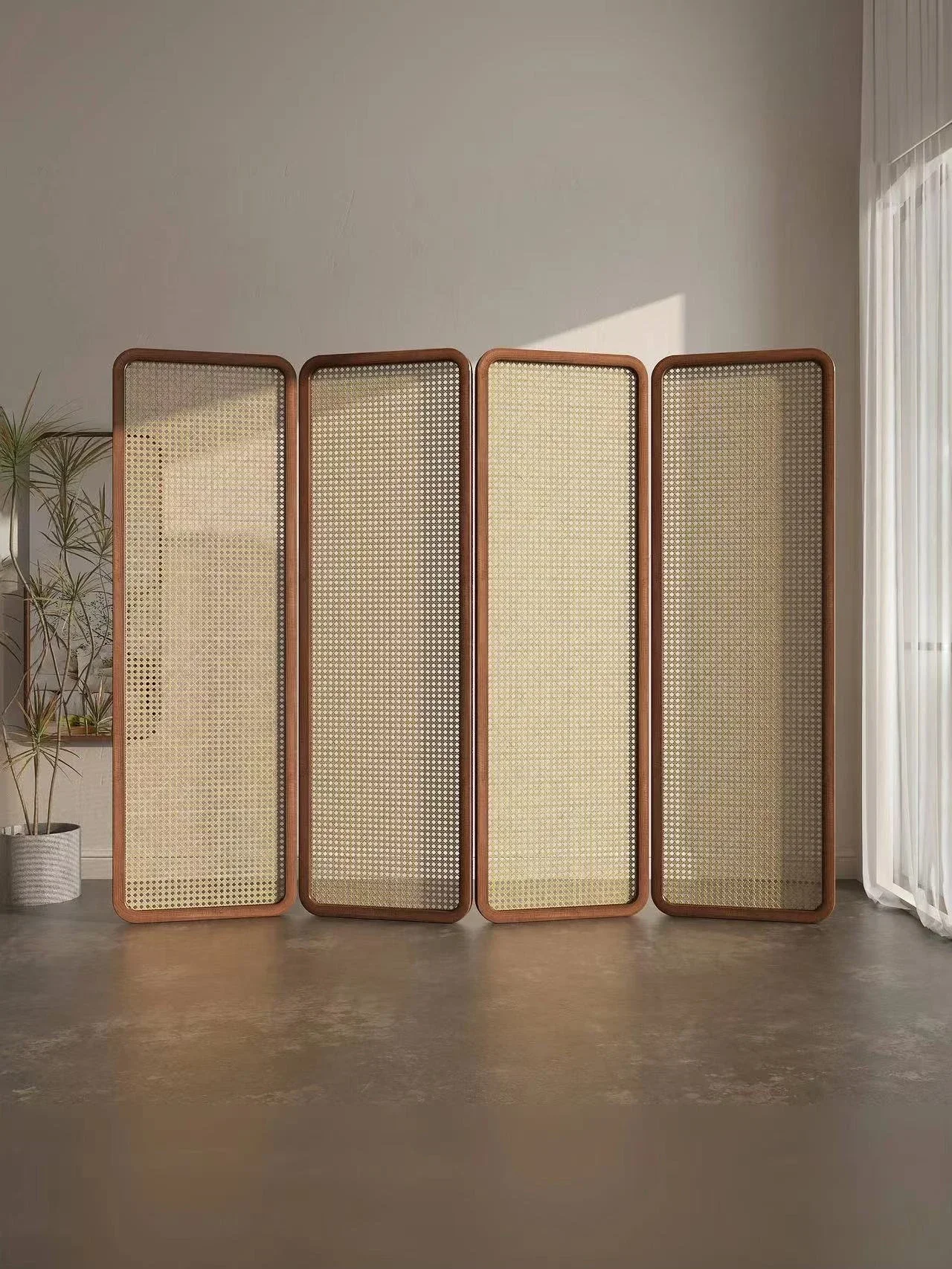 

New Chinese rattan screen partition living room folding mobile entrance bedroom hotel baffle simple entrance entrance