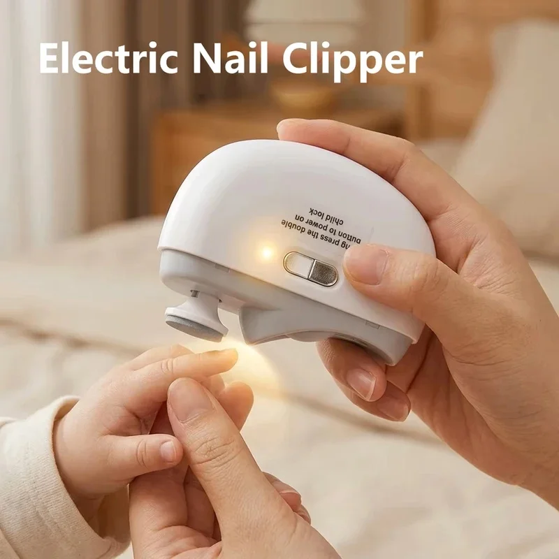 Electric Nail Clipper for Baby Adult 2 Speeds Rechargeable Nail Trimmer with Light 2 in1 Grinding and Polishing Manicure Tool