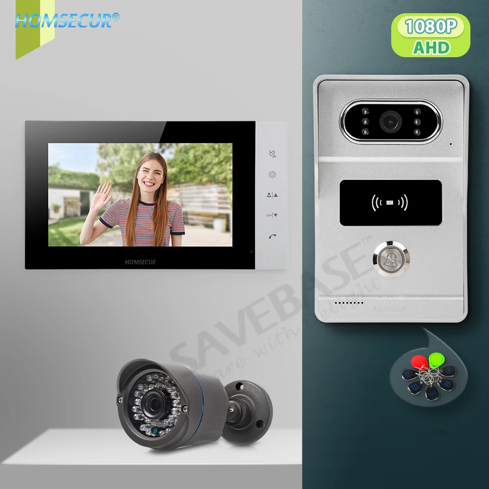 

4 Wire 7” HD 1080P Hands Free Video Door Phone Entry Intercom System Rainproof Doorbell CCTV Camera RFID Access Night Vision