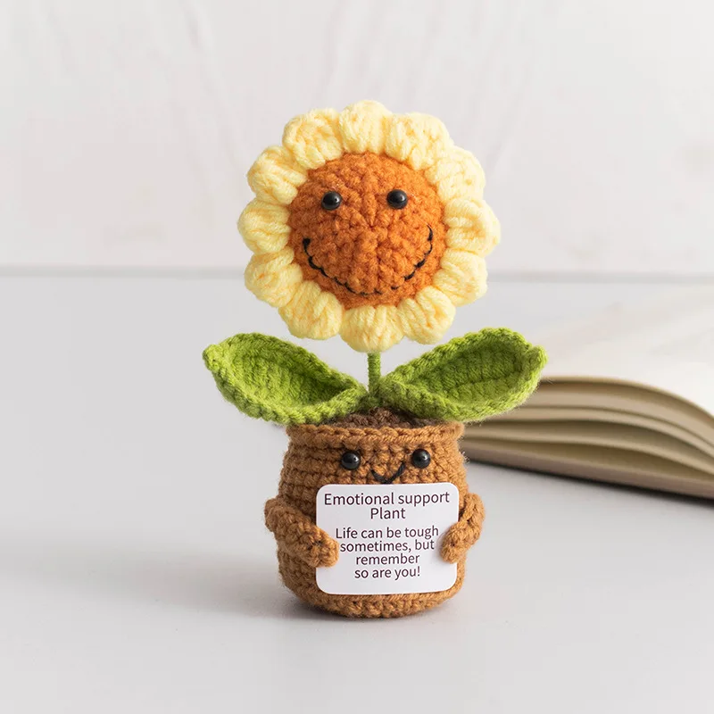 Mini-fertige Häkelrosen, Sonnenblumen, Topf, emotionale Unterstützung, gefüllte Pflanzen, Mutter, Valentinstag, Weihnachten, Abschlussgeschenke – Detail 10