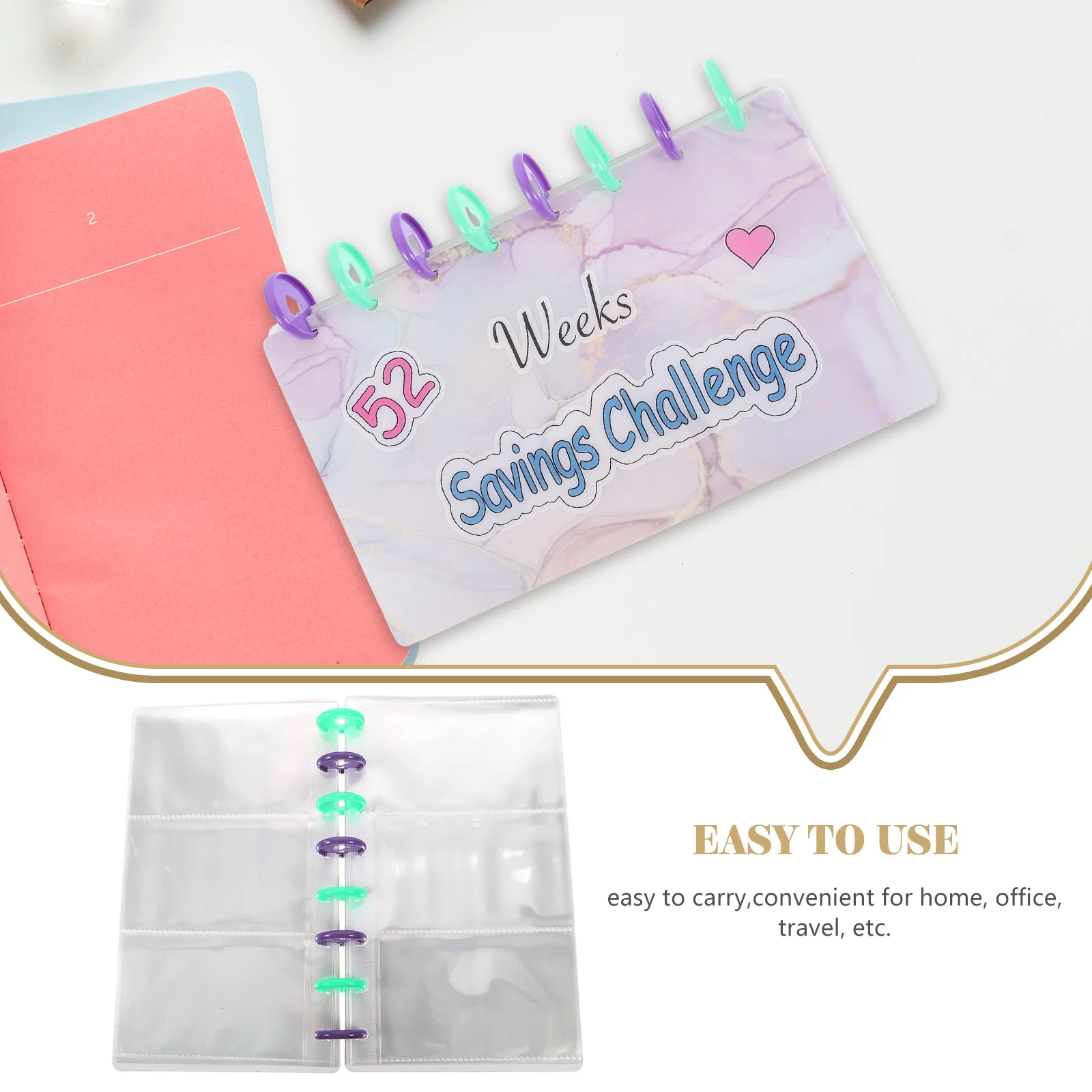 حافظة تحدي التوفير، منظم الميزانية، الحقائب النقدية، المفكرة لتخطيط الأهداف المالية، مجلد تحدي التوفير