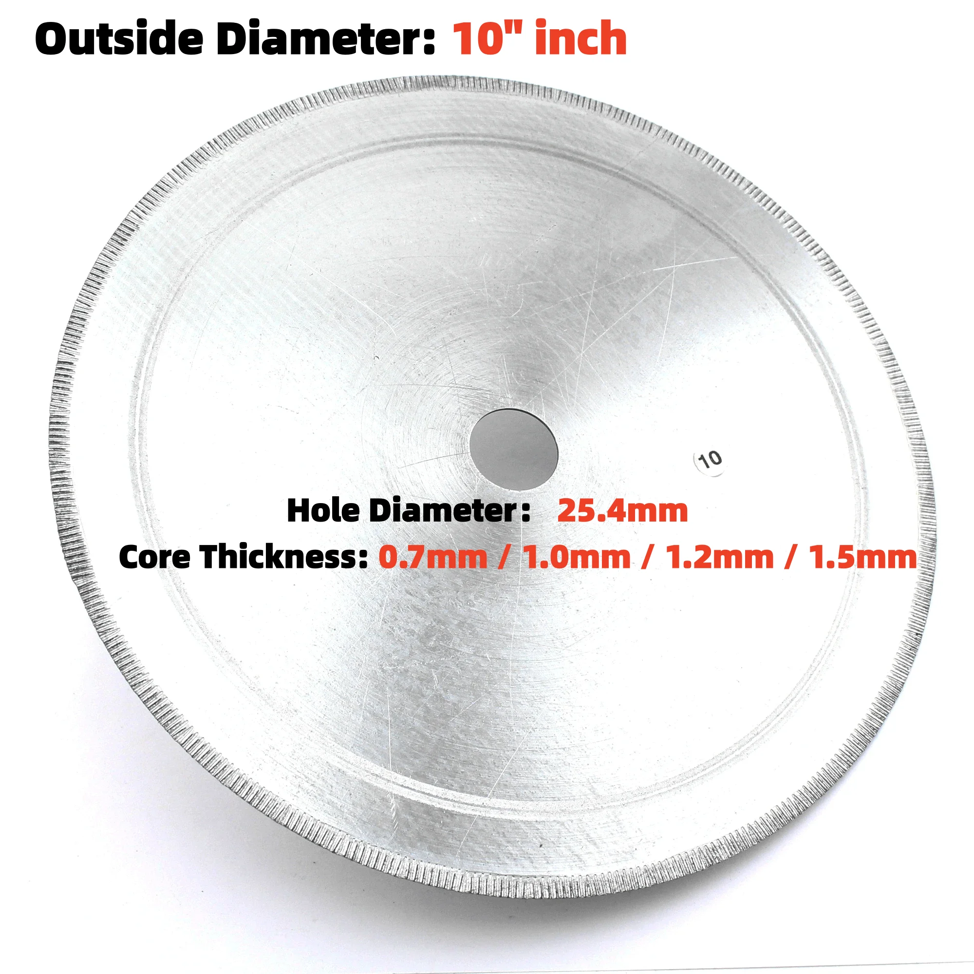 10インチ（250mm）ノッチ付きダイヤモンド研磨鋸刃、切断ディスク、1インチ（254mm）アーバー、石、翡翠、ガラス、瑪瑙用