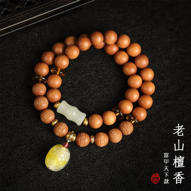 

Оригинальный браслет из старой горного сандалового дерева, кулон «сделай сам», аксессуар, нефритовый сетчатый ручной буддийский браслет из бисера, ювелирные изделия