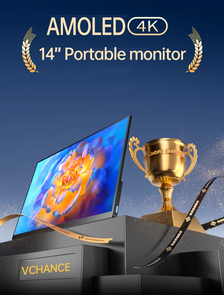 14'' 4K OLED Tragbarer Monitor 16:10 3840*2400p 500Nits USB-C HDMI-kompatibler externer Gaming-Monitor für PS5 Switch Laptop MacOS – Detail 3