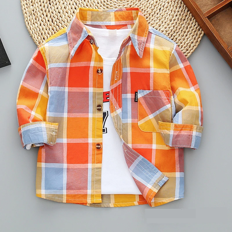 Toddler Boys Shirts Long Sleeve Plaid Shirt For Kids Spring Autumn Children Clothes Casual Cotton Shirts Tops drop shipping