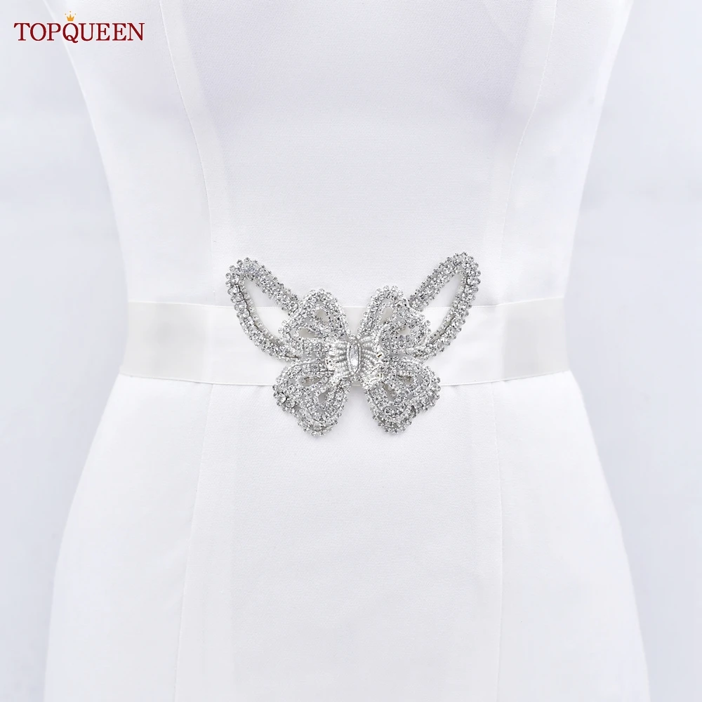 TOPQUEEN Luxury Rhinestone Bridal Belt Rhinestone Decal Evening Dress Wedding Accessories Bridesmaid Belt Women's Sash SP06