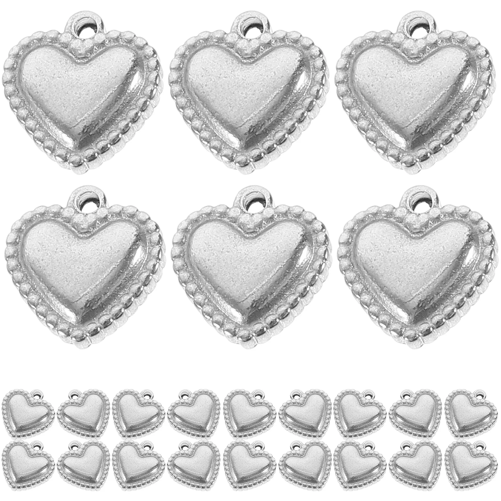 

100pcs Stainless Steel Heart Charms DIY Necklace Bracelet Pendant Accessories Silver Color Jewelry Crafts Valentine Gift