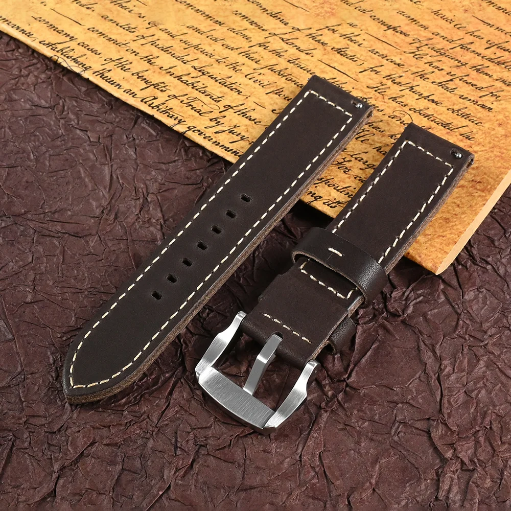 San Martin  20mm Quick Release Leather Strap  Premium Quality Simply Pilot Style For Men Women Watch Band Watches Parts