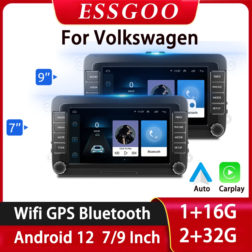 

ESSGOO 2Din Car Radio Android for Volkswagen Golf 5 6 Polo Passat B6 B7 CC Skoda Jetta Universal Muiltmedia Carplay Wifi GPS