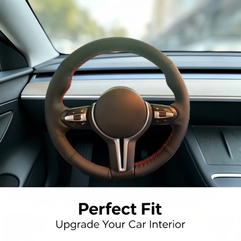 Car Steering Wheel Cover Anti-Slip Microfiber Leather For BMW M Sport F06 F10 F15 F16 F20 F21 F25 Hand Sewn Steering Wrap Cover