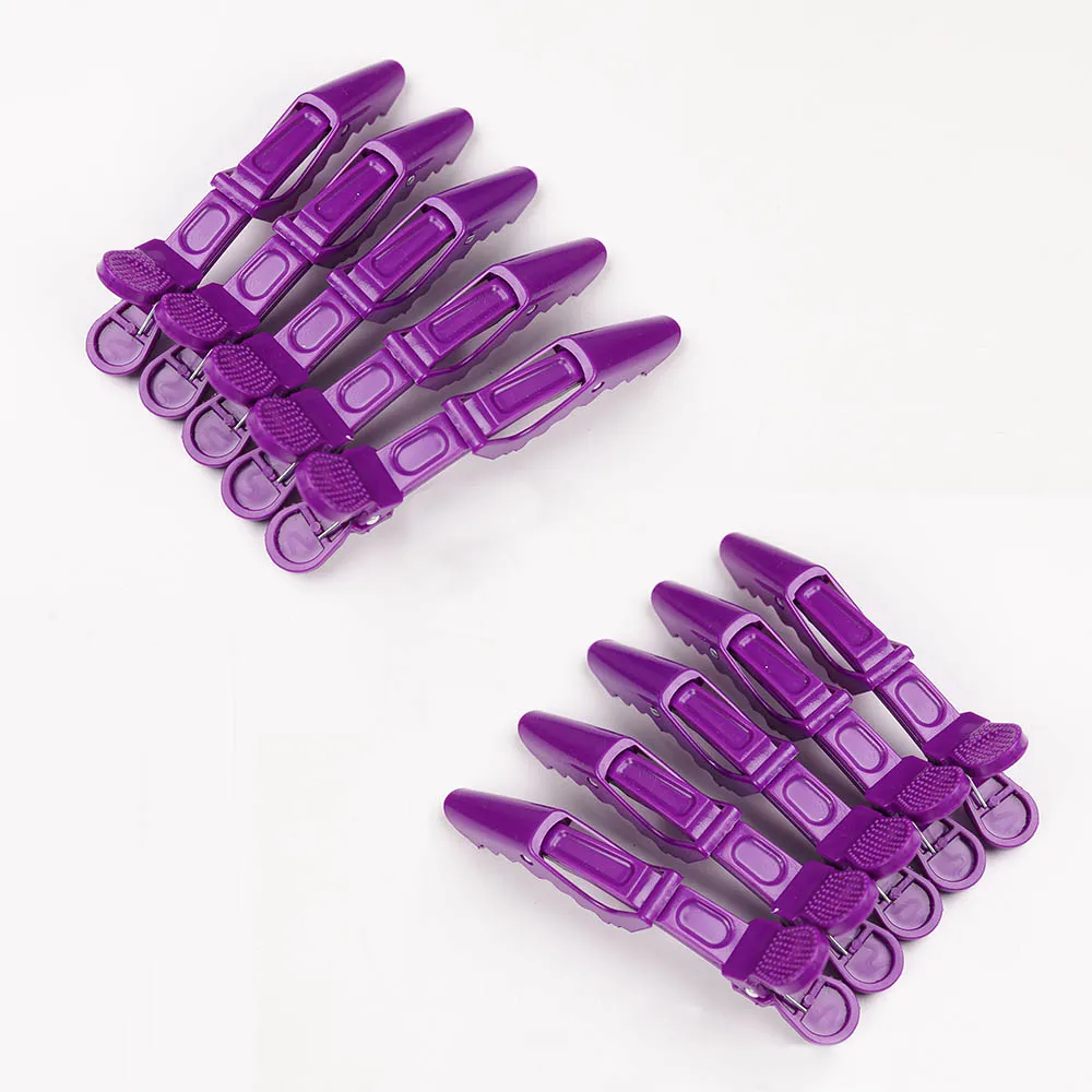 10 pçs preto rosa azul roxo grampos de cabelo para estilo seccionamento dentes largos design duplo articulado profissional jacaré grampos de cabelo