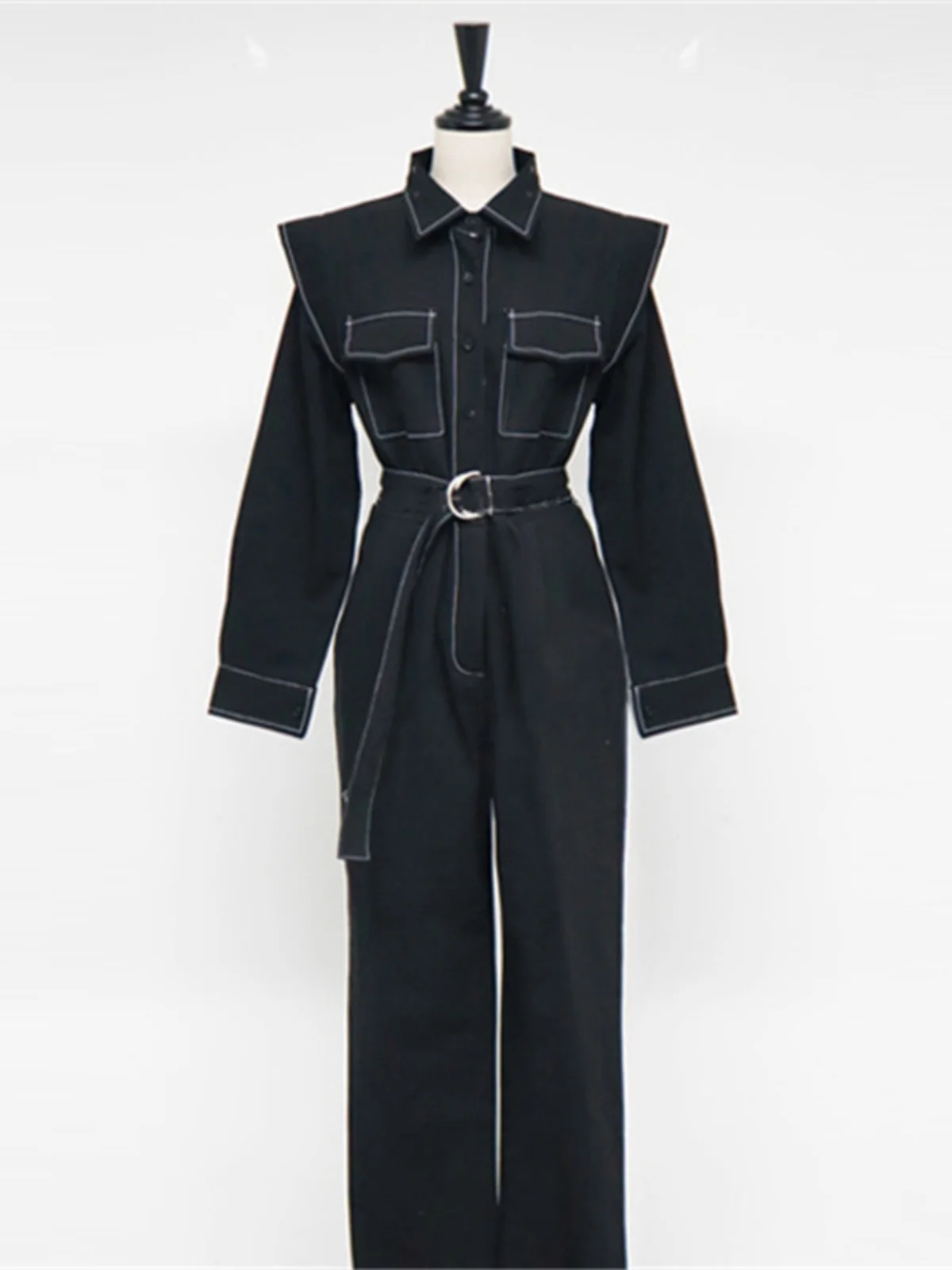 ارتفاع الخصر وزرة الدنيم المرأة عارضة فضفاضة تناسب مجموعة القرد الذاكرة العميقة اللون الخريف موسم Faion عمال نيسيي