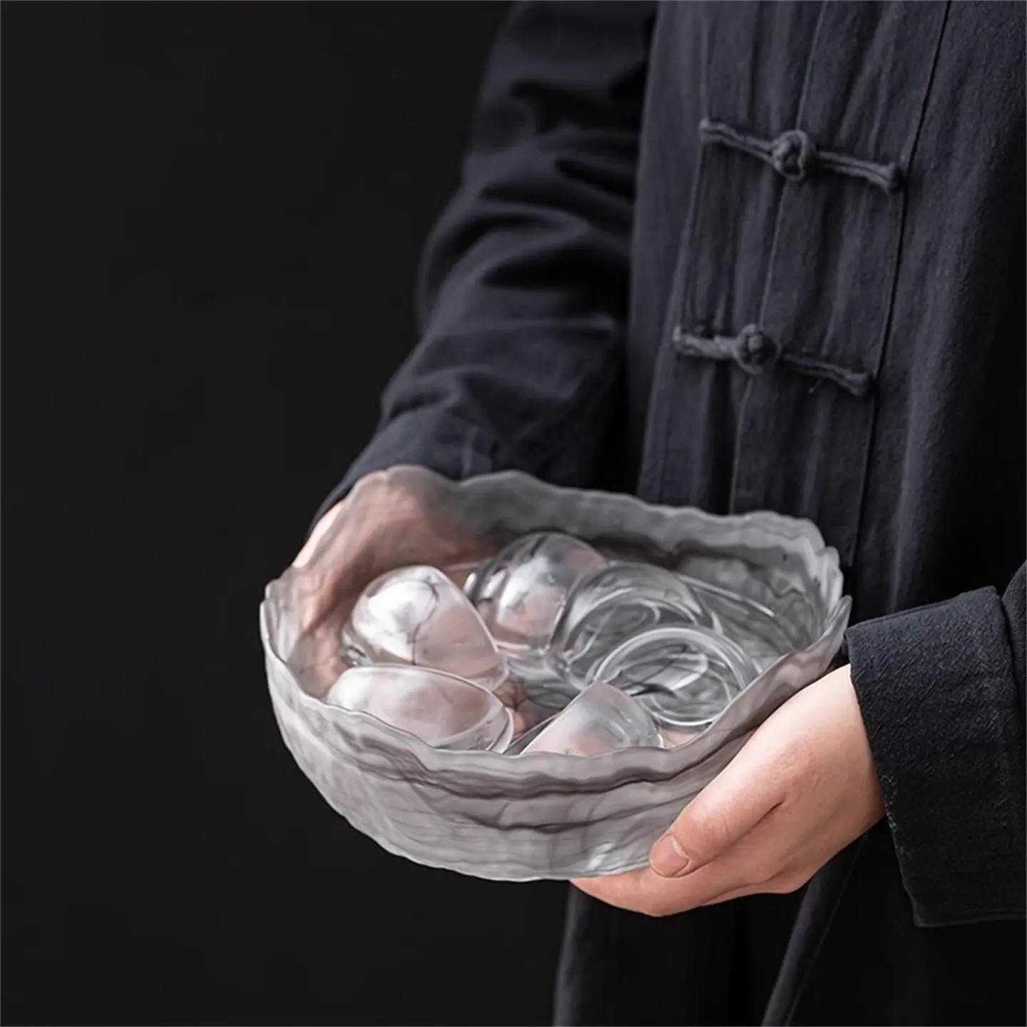 

CX handmade hammer simple glass tea wash water basin pen wash large tea ceremony