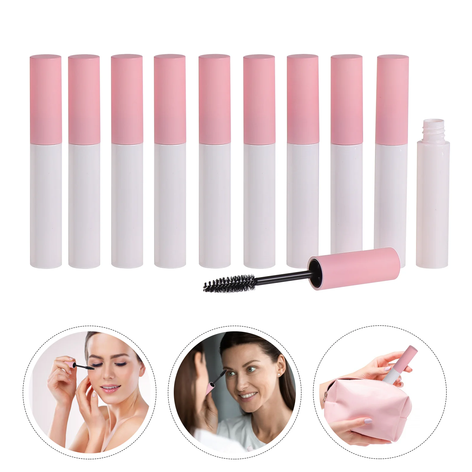 10 Pcs Empty Mascara Tube Compact Makeup Containers Eyelash Bottle Filling Cream Vial Plastic Safe Bottles Lightweight Tubes