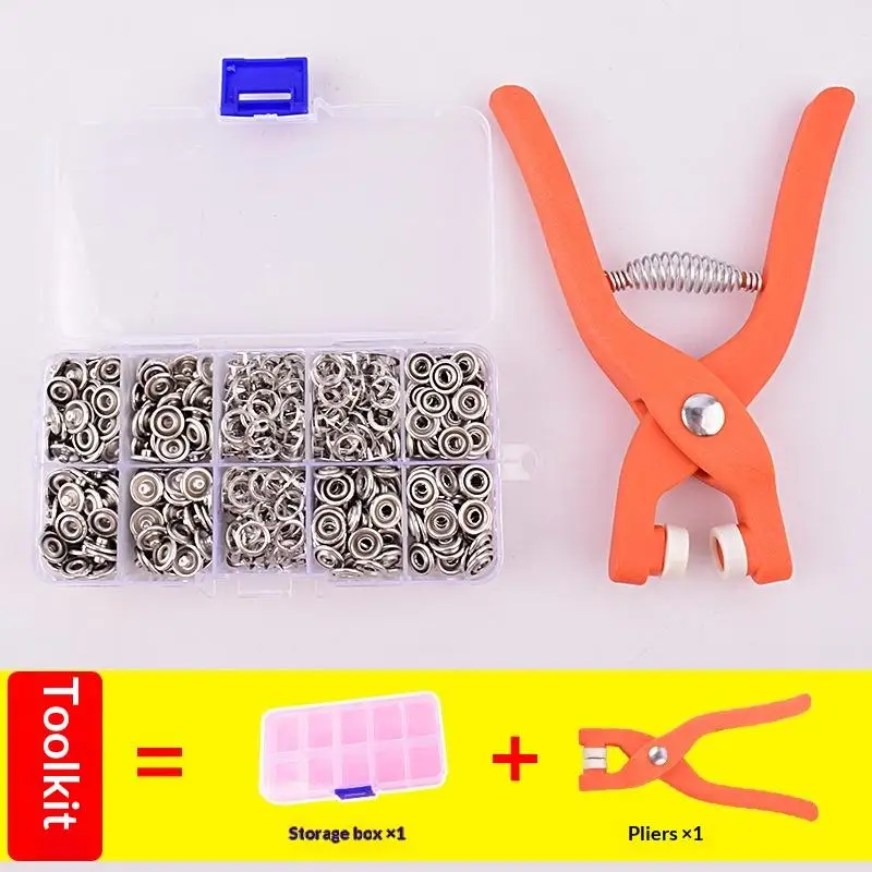 1 Set solide Druckknopf-Set mit Zange, farbigen Metall-Druckknöpfen und Knopfleisten zum Anbringen an Kleidung und Taschen – Detail 3