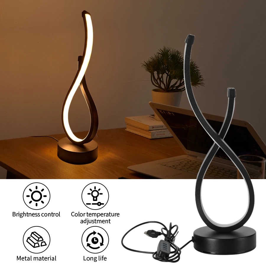 

LED Night Light 3 Colors Dimmable Modern Creative Table Lamp For Bedroom Living Room Reading Office Bedside Decor Lighting