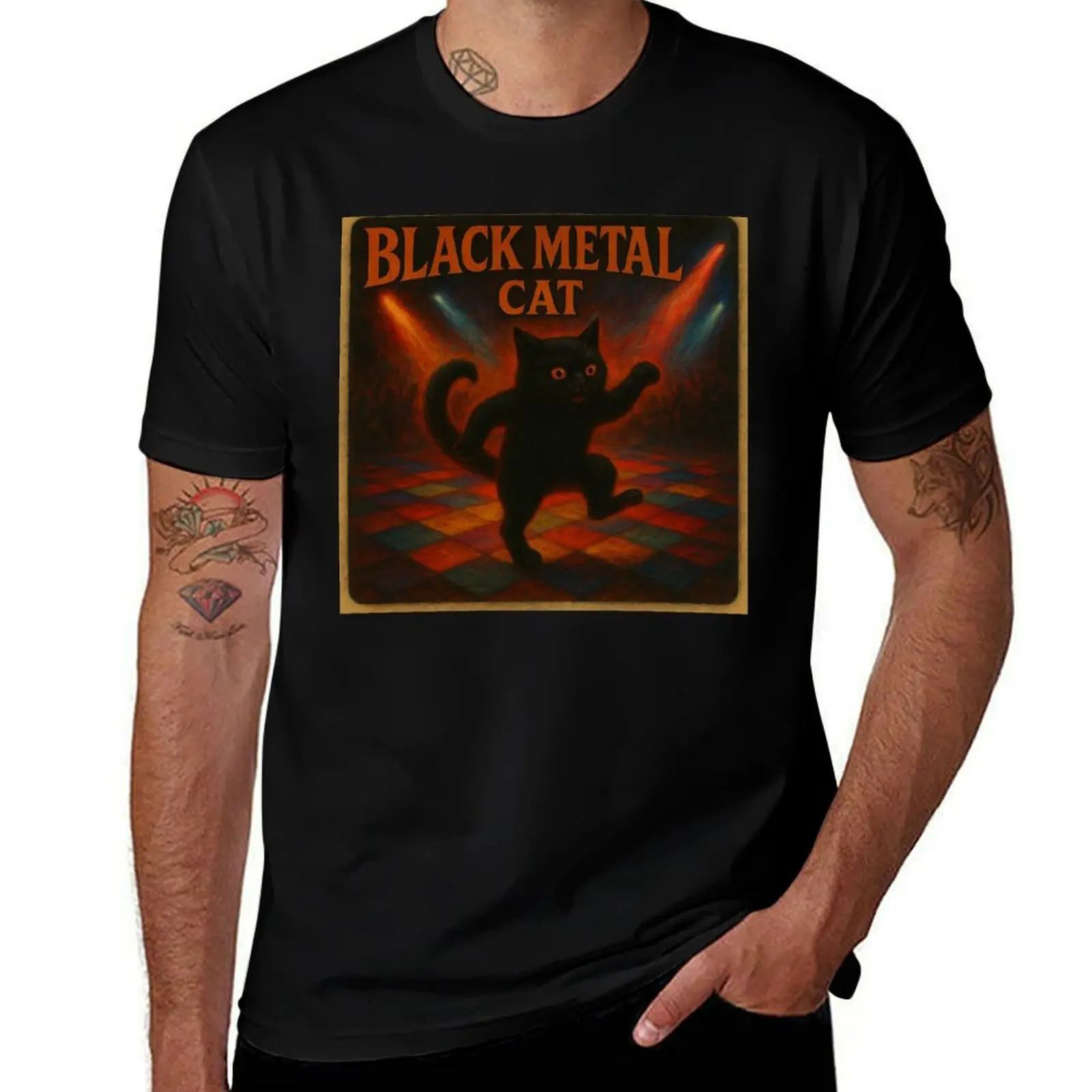 

Cat #9 - Black metal cat T-Shirt summer 2025 Funny t-shirt designer shirts mens clothing