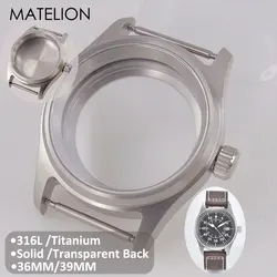 TransparenT Pilot Watch Case Titanium 316L Steel for NH34 NH35 NH36 NH38 NH70 PT5000 ETA2824 Sapphire Waterproof Anti Allergy