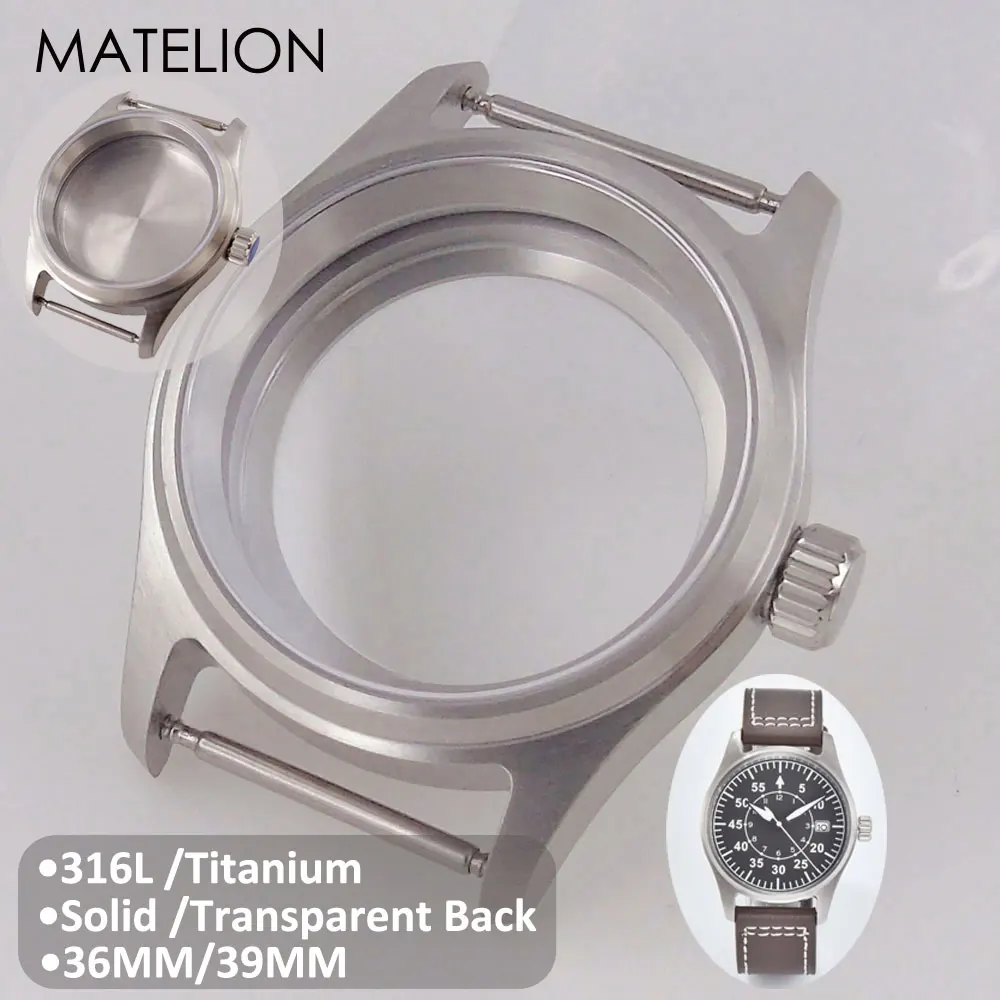 TransparenT Pilot Watch Case Titanium 316L Steel for NH34 NH35 NH36 NH38 NH70 PT5000 ETA2824 Sapphire Waterproof Anti Allergy