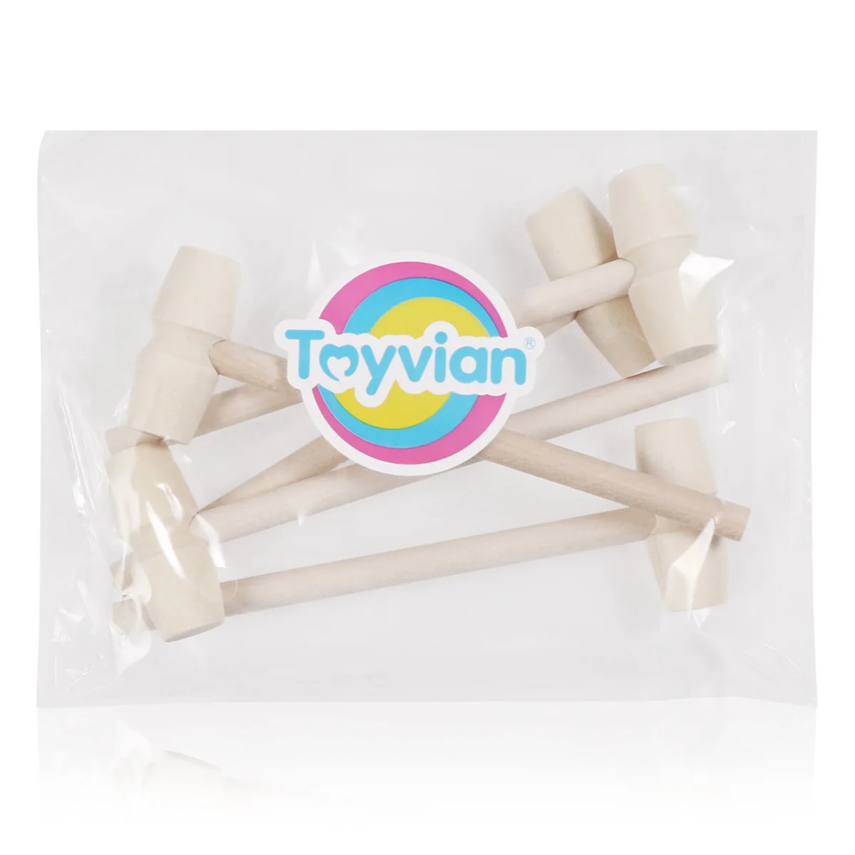 5 قطع من مطرقة صغيرة من الخشب الصلب للأطفال، طلاء ناعم وآمن وغير سام، تطوير عضلات اليد، التنسيق بين العين، نشاط اللعب #6