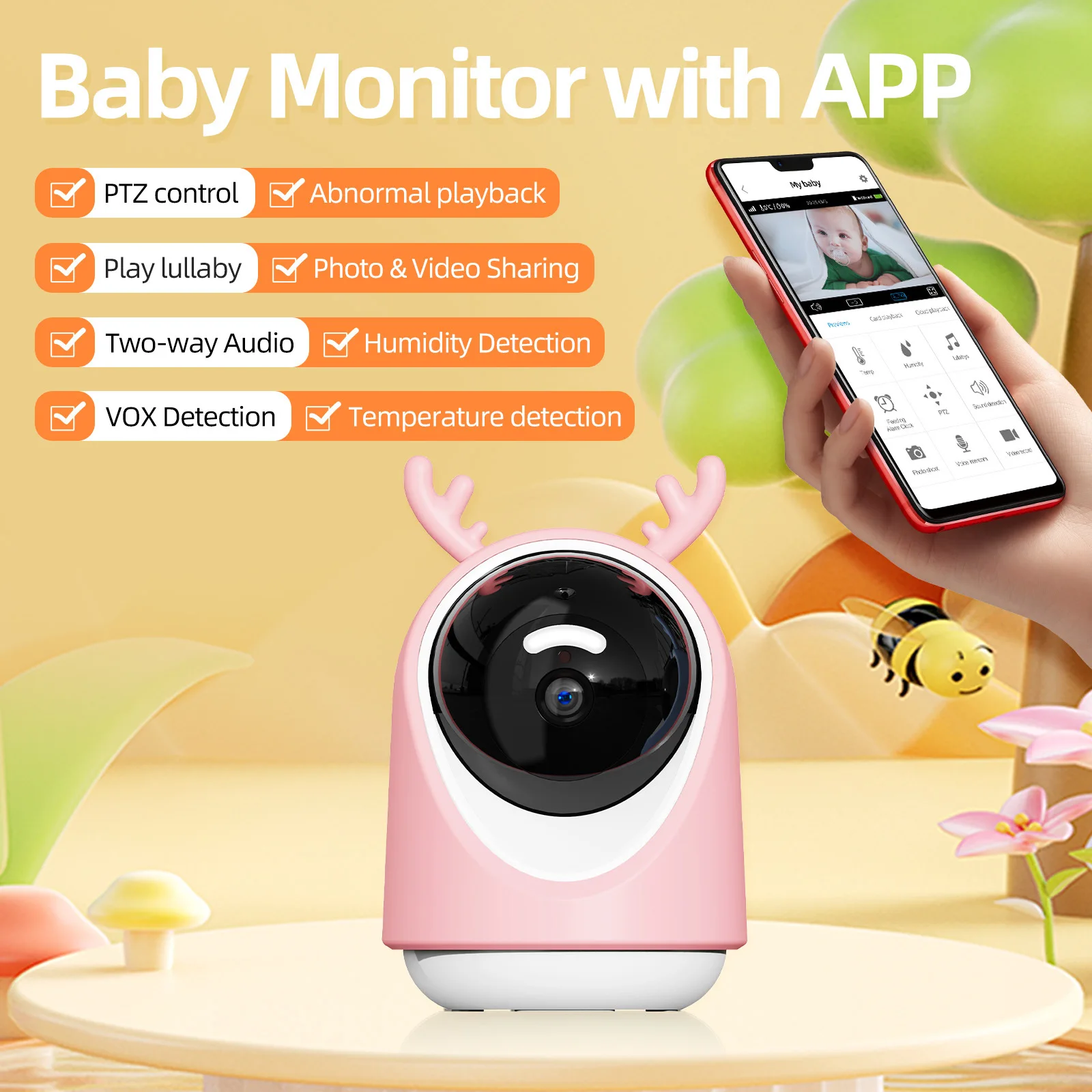 Home Security 1080P Baby Monitor With Surveillance Camera Electronic Babysitter 2 Way Audio Night Vision Video For Newborn Baby