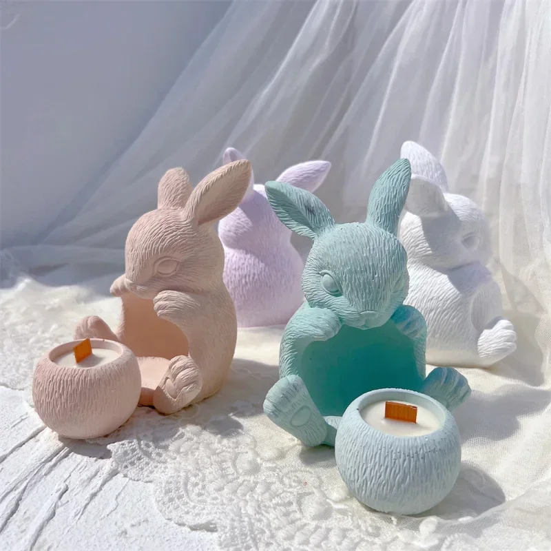 

2026New Heart Gesture Rabbit Egg Candle Cup Resin Silicone Mold Suitable for Handmade Plaster, Resin, Clay, Cement Or Concrete