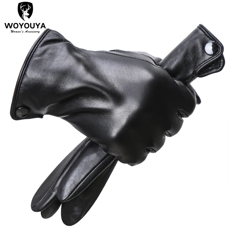 

High-grade soft sheepskin men's gloves,Keep warm winter gloves for men,Simple black leather gloves - 8011Y