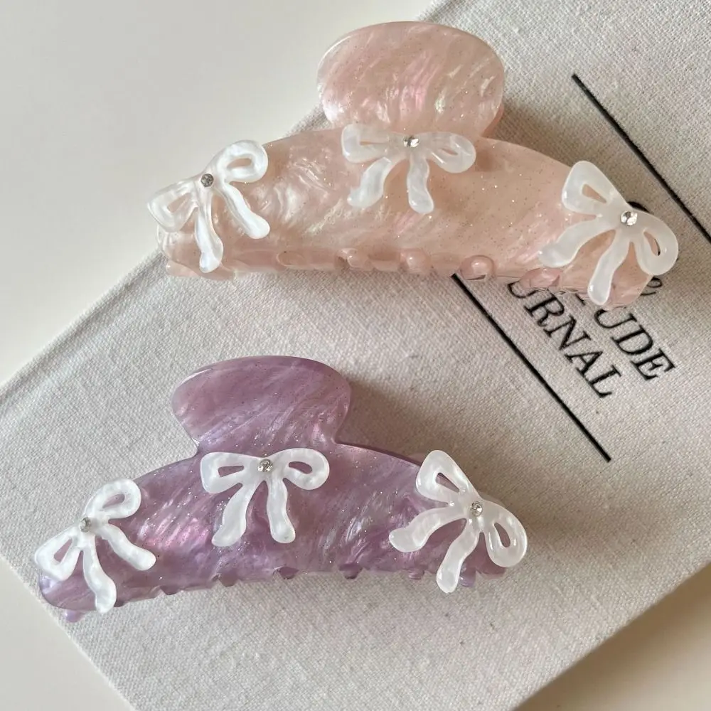 

Cute Rhinestone Bow Hair Claw Barrette Headwear Zircon Hairpin Ballet Geometry Bowknot Hair Clip Streetwear