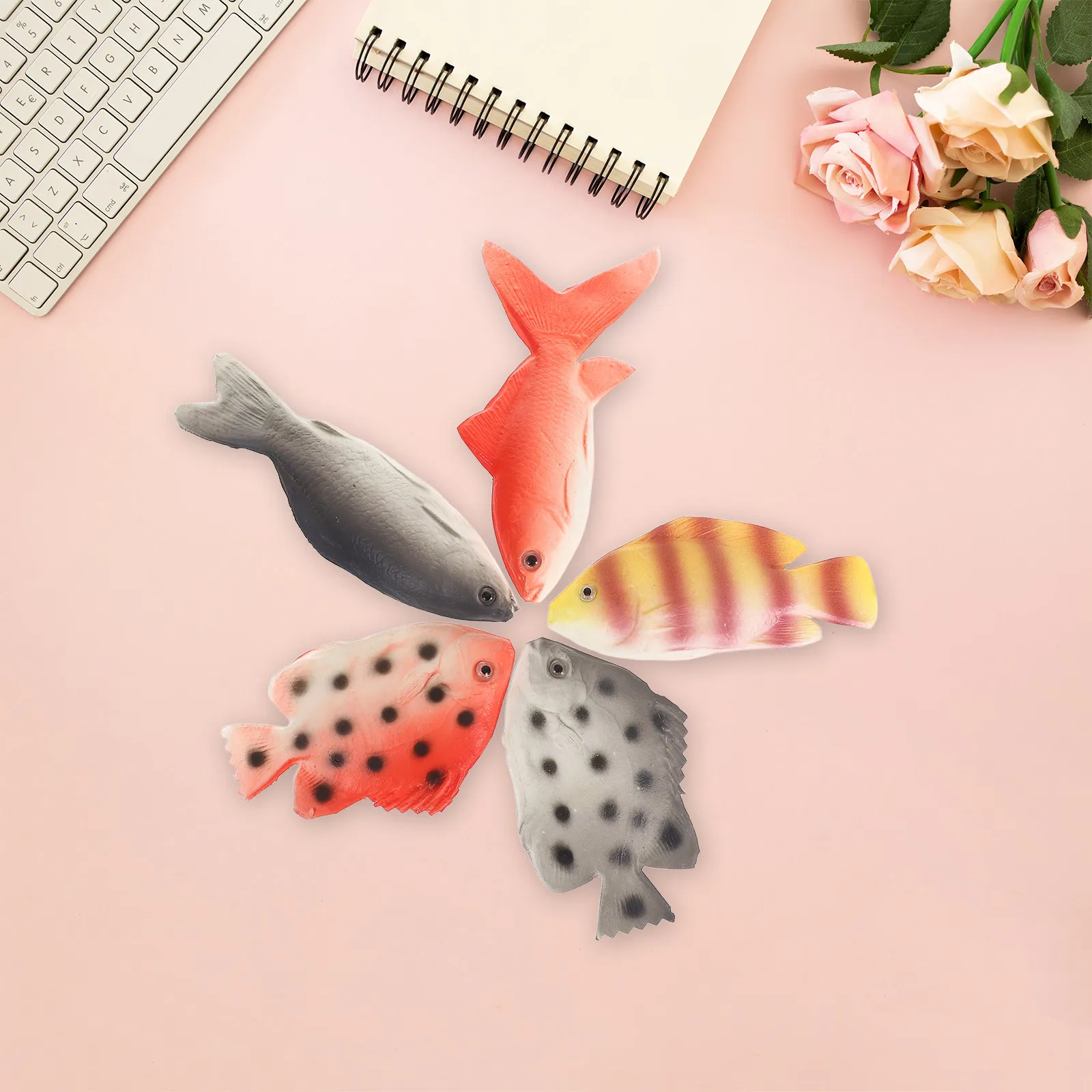 5Pcs PU Realistic Fish Simulation Ocean Animal Learning Tool for Kids Education Marine Biology Classroom Decor Photography Props